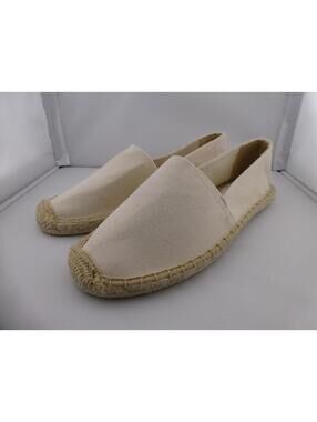 Lands' End Women's Natural Canvas Espadrille Flats Slip-On Shoes US 8 M3